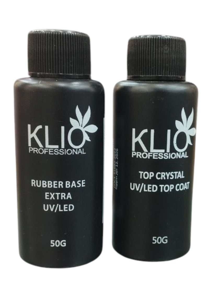 Klio Professional 50g Value Pack: Extra Rubber Base & Top Crystal Coat – Long-Lasting Shine & Professional Nail Strength - Image 1